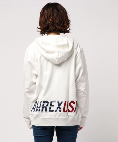 AVIREX（アヴィレックス）の「AVIREX/アヴィレックス/クールマックス ラピッド ロゴ パーカー/COOLMAX RAPID LOGO ZIP PARKA（パーカー・レディース・ブラック/オフホワイト/ライトブルーグレー/レッド・LARGE/MEDIUM/X-LARGE/XX-LARGE）」の9枚目の写真