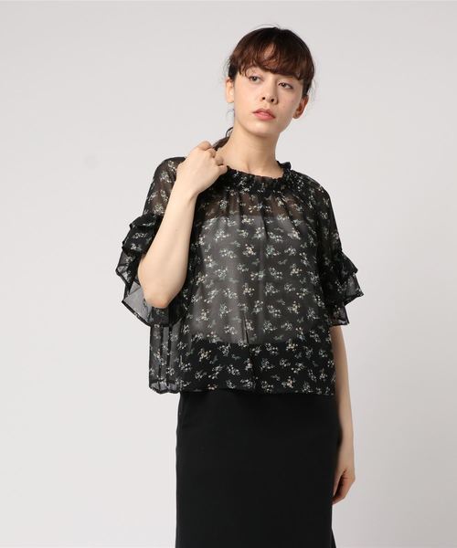 earth music&ecology（アースミュージックアンドエコロジー）の「・シフォンフラワープリントブラウス（シャツ/ブラウス・レディース・アイボリー/ライトピンク/イエロー/ブラック・FREE）」の20枚目の写真