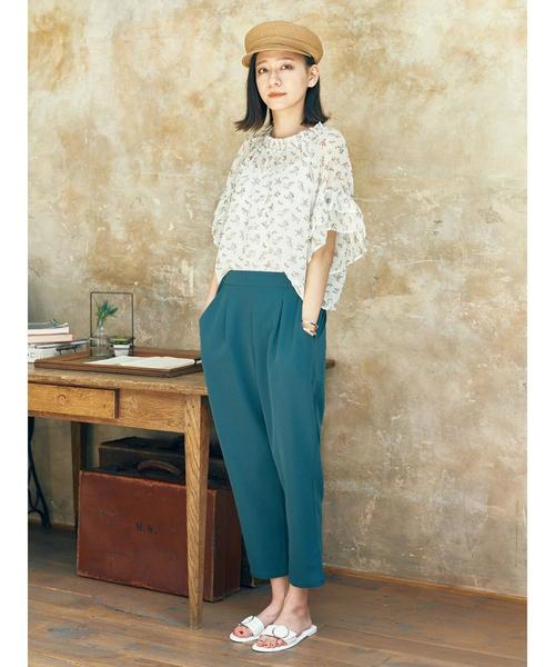 earth music&ecology（アースミュージックアンドエコロジー）の「・シフォンフラワープリントブラウス（シャツ/ブラウス・レディース・アイボリー/ライトピンク/イエロー/ブラック・FREE）」の9枚目の写真