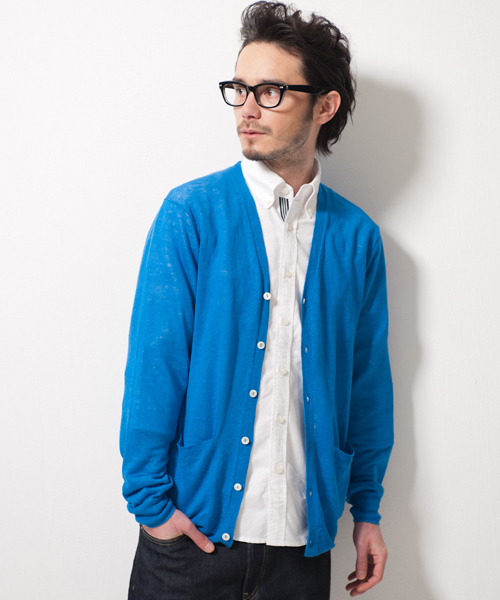 green label relaxing（グリーンレーベルリラクシング）の「□LINEN　Vカーディガン 12G（カーディガン/ボレロ・メンズ・グレー/ベージュ/レッド/ケリー/コバルトブルー/ネイビー・SMALL/MEDIUM/LARGE/X-LARGE）」の6枚目の写真