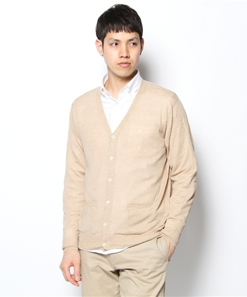 green label relaxing（グリーンレーベルリラクシング）の「□LINEN　Vカーディガン 12G（カーディガン/ボレロ・メンズ・グレー/ベージュ/レッド/ケリー/コバルトブルー/ネイビー・SMALL/MEDIUM/LARGE/X-LARGE）」の3枚目の写真