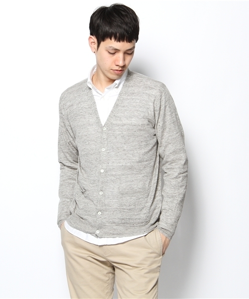 green label relaxing（グリーンレーベルリラクシング）の「□LINEN　Vカーディガン 12G（カーディガン/ボレロ・メンズ・グレー/ベージュ/レッド/ケリー/コバルトブルー/ネイビー・SMALL/MEDIUM/LARGE/X-LARGE）」の2枚目の写真