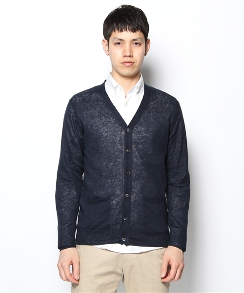 green label relaxing（グリーンレーベルリラクシング）の「□LINEN　Vカーディガン 12G（カーディガン/ボレロ・メンズ・グレー/ベージュ/レッド/ケリー/コバルトブルー/ネイビー・SMALL/MEDIUM/LARGE/X-LARGE）」の8枚目の写真
