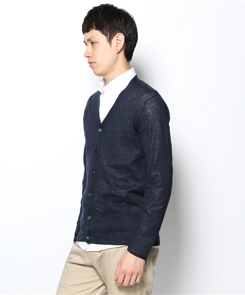 green label relaxing（グリーンレーベルリラクシング）の「□LINEN　Vカーディガン 12G（カーディガン/ボレロ・メンズ・グレー/ベージュ/レッド/ケリー/コバルトブルー/ネイビー・SMALL/MEDIUM/LARGE/X-LARGE）」の9枚目の写真