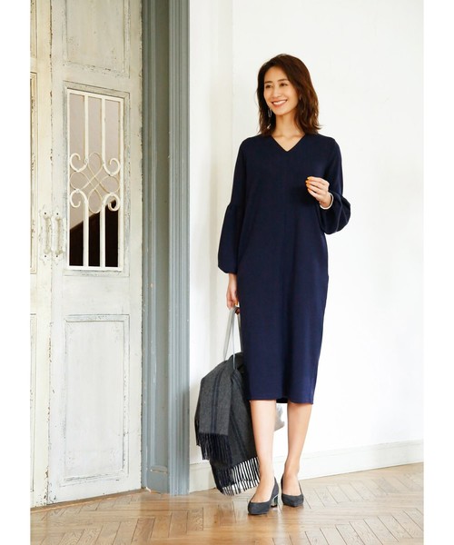 袖口バルーンvネックワンピース ワンピース Style Style Deli スタイルデリ のファッション 100 の保証高評価 の