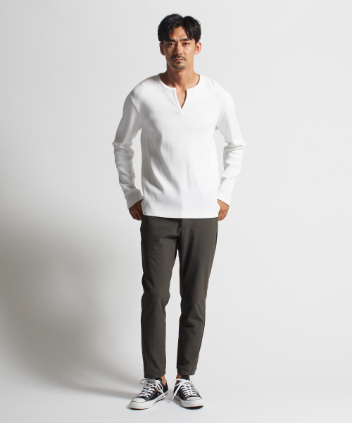 DESIGNWORKS(デザインワークス)の「60/2ベアワッフル ヘンリー(Tシャツ/カットソー・メンズ・ホワイト/ブラック/カーキ・S/M/L)」の9枚目の写真