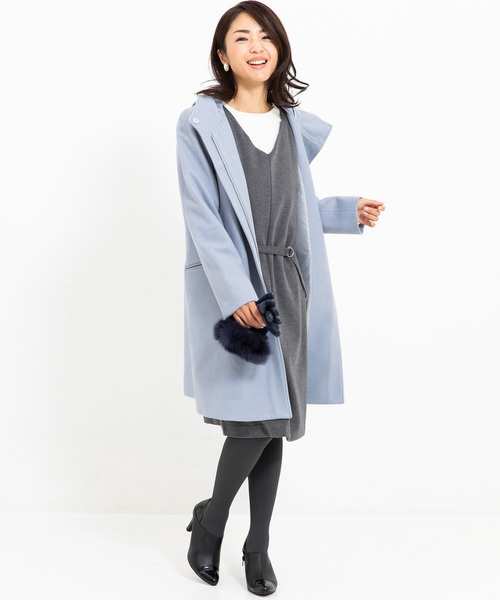 Petit Honfleur（プチオンフルール）の「フードコート（ダウンジャケット/コート・レディース・ベージュ/グレー/サックスブルー・11号/9号/13号）」の18枚目の写真