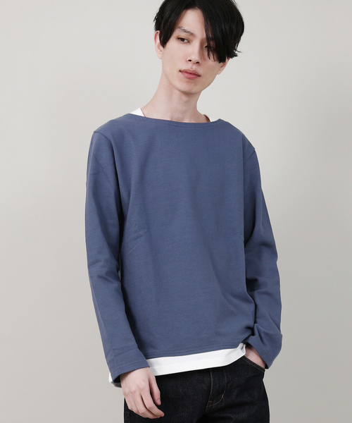 Audience(オーディエンス)の「【Upscape Audience】日本製/国産BSQボーダー度詰天竺ボートネックレイヤードカットソー(Tシャツ/カットソー・メンズ・ブラック×ホワイト/ホワイト/トップグレー/ネイビー/ホワイト×ネイビー/ブルー系その他/ブラック/カーキ/キナリ/ホワイト×ブルー/キャメル/サックスブルー/ターメリック/グレー×ホワイト/ホワイト×ブラック/ブラック系その他・M/L/XL)」の13枚目の写真