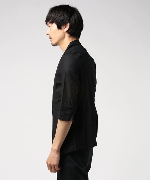 おしゃれスタ（オシャレスタ）の「コットンリネンストレッチ七分袖テーラードジャケット(IR) レディース メンズ（テーラードジャケット・メンズ・ブラック/ネイビー/カーキ/キナリ/ベージュ・M/L/XL）」の17枚目の写真