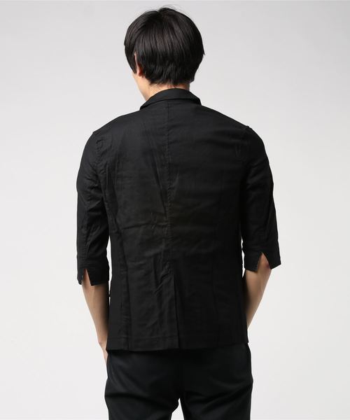 おしゃれスタ（オシャレスタ）の「コットンリネンストレッチ七分袖テーラードジャケット(IR) レディース メンズ（テーラードジャケット・メンズ・ブラック/ネイビー/カーキ/キナリ/ベージュ・M/L/XL）」の16枚目の写真