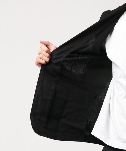 おしゃれスタ（オシャレスタ）の「コットンリネンストレッチ七分袖テーラードジャケット(IR) レディース メンズ（テーラードジャケット・メンズ・ブラック/ネイビー/カーキ/キナリ/ベージュ・M/L/XL）」の15枚目の写真