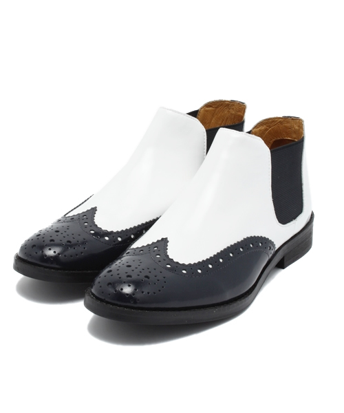 And A(アンドエー)の「サイドゴアブーツ(ブーツ・レディース・オフホワイト/ネイビー・23.5cm/24.5cm)」の1枚目の写真