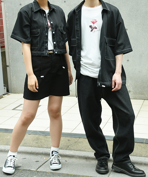 PairPair（ペアペア）の「配色ステッチポケット付きドロストシャツ（シャツ/ブラウス・レディース・ブラック/ベージュ・FREE）」の3枚目の写真