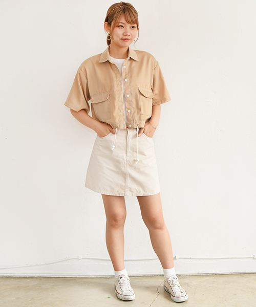 PairPair（ペアペア）の「配色ステッチポケット付きドロストシャツ（シャツ/ブラウス・レディース・ブラック/ベージュ・FREE）」の12枚目の写真