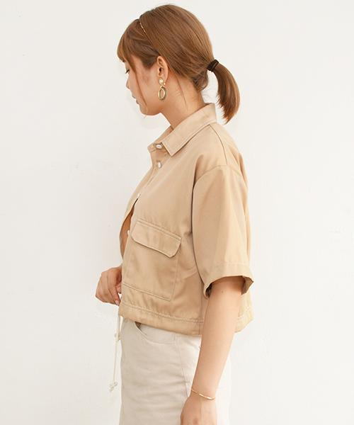 PairPair（ペアペア）の「配色ステッチポケット付きドロストシャツ（シャツ/ブラウス・レディース・ブラック/ベージュ・FREE）」の16枚目の写真