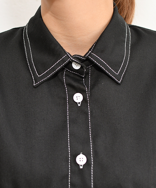 PairPair（ペアペア）の「配色ステッチポケット付きドロストシャツ（シャツ/ブラウス・レディース・ブラック/ベージュ・FREE）」の19枚目の写真