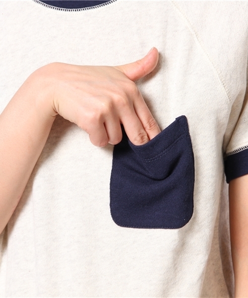 BEAMS BOY(ビームスボーイ)の「○BEAMS BOY / ポケット付き クルーネック ショートスリーブ **(スウェット・レディース・ナチュラル/ネイビー/その他1・ONE SIZE)」の4枚目の写真