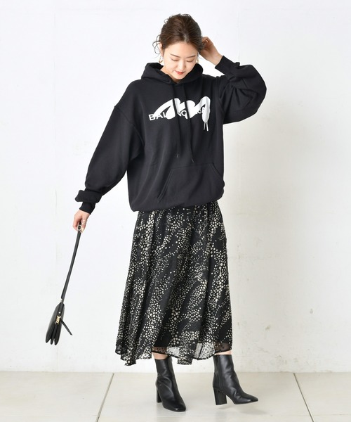 DouDou（ドゥドゥ）の「ジャガードドットプリントスカート（スカート・レディース・ブラック/ベージュ・38/36）」の3枚目の写真
