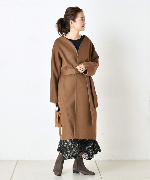 DouDou（ドゥドゥ）の「ジャガードドットプリントスカート（スカート・レディース・ブラック/ベージュ・38/36）」の15枚目の写真