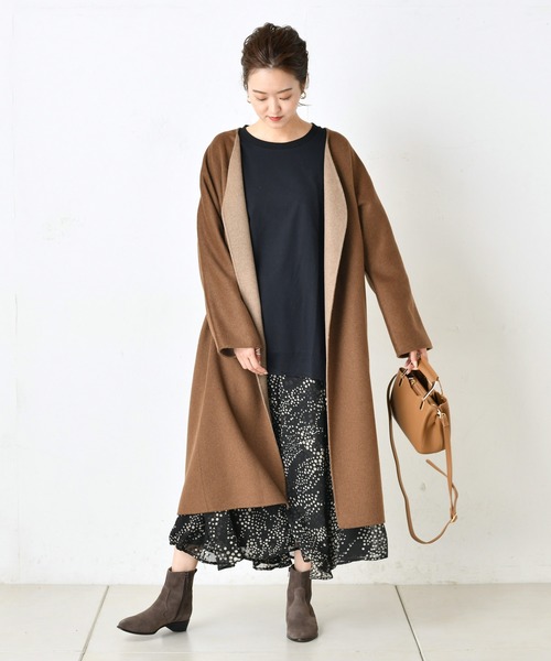 DouDou（ドゥドゥ）の「ジャガードドットプリントスカート（スカート・レディース・ブラック/ベージュ・38/36）」の10枚目の写真