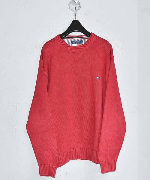 TOMMY HILFIGER(トミーヒルフィガー)の「【ヴィンテージ古着】90's TOMMY HILFIGER/トミーヒルフィガー コットンニット(ニット/セーター・メンズ・レッド・X-LARGE)」の1枚目の写真