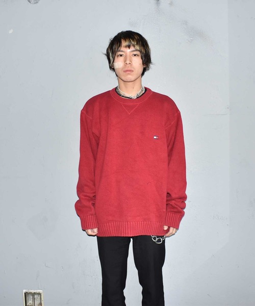 TOMMY HILFIGER(トミーヒルフィガー)の「【ヴィンテージ古着】90's TOMMY HILFIGER/トミーヒルフィガー コットンニット(ニット/セーター・メンズ・レッド・X-LARGE)」の4枚目の写真
