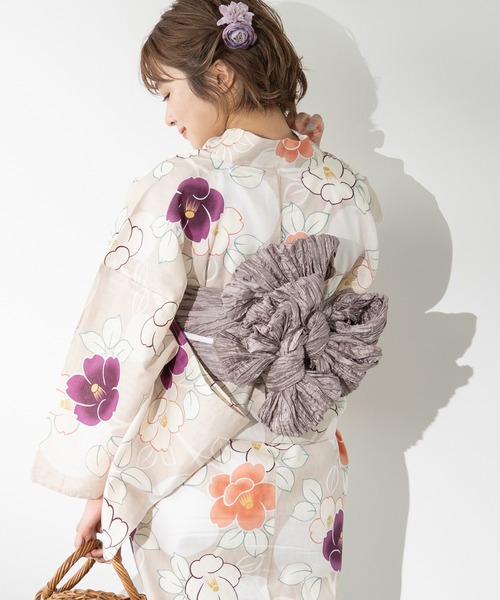 ゆかた館グレース（ユカタカングレース）の「兵児帯 (close)（和装小物・レディース・レッド/ブラック/ネイビー/パープル/コーラルピンク/エメラルド/マスタード/ワインレッド/ライトイエロー/オレンジ/ブルー/サックスブルー/ピンク/ホワイト/グリーン/ブラウン/ライトグレー/ラベンダー/ターメリック/グレイッシュベージュ・FREE）」の5枚目の写真