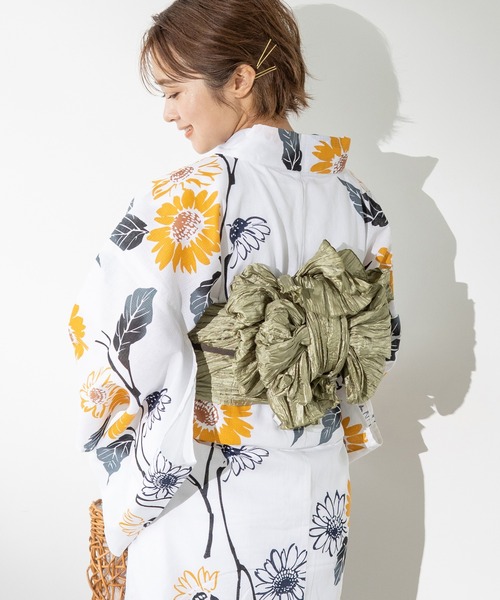 ゆかた館グレース（ユカタカングレース）の「兵児帯 (close)（和装小物・レディース・レッド/ブラック/ネイビー/パープル/コーラルピンク/エメラルド/マスタード/ワインレッド/ライトイエロー/オレンジ/ブルー/サックスブルー/ピンク/ホワイト/グリーン/ブラウン/ライトグレー/ラベンダー/ターメリック/グレイッシュベージュ・FREE）」の6枚目の写真