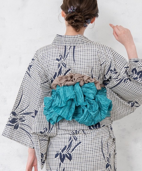 ゆかた館グレース（ユカタカングレース）の「兵児帯 (close)（和装小物・レディース・レッド/ブラック/ネイビー/パープル/コーラルピンク/エメラルド/マスタード/ワインレッド/ライトイエロー/オレンジ/ブルー/サックスブルー/ピンク/ホワイト/グリーン/ブラウン/ライトグレー/ラベンダー/ターメリック/グレイッシュベージュ・FREE）」の7枚目の写真