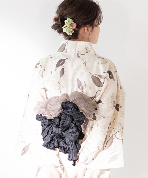 ゆかた館グレース（ユカタカングレース）の「兵児帯 (close)（和装小物・レディース・レッド/ブラック/ネイビー/パープル/コーラルピンク/エメラルド/マスタード/ワインレッド/ライトイエロー/オレンジ/ブルー/サックスブルー/ピンク/ホワイト/グリーン/ブラウン/ライトグレー/ラベンダー/ターメリック/グレイッシュベージュ・FREE）」の2枚目の写真