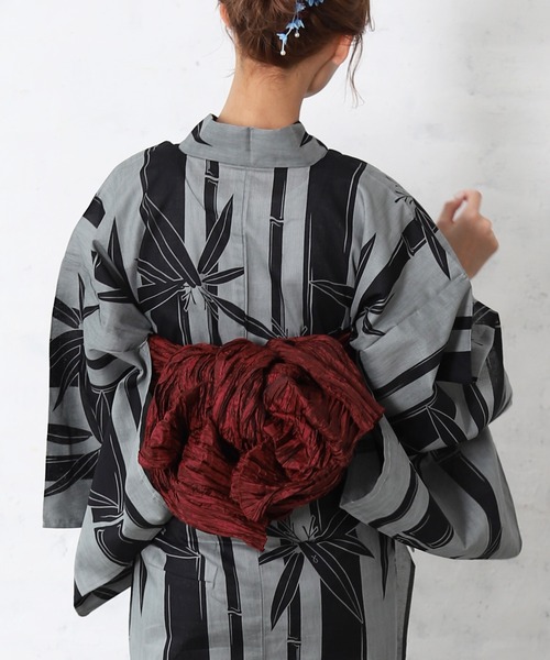 ゆかた館グレース（ユカタカングレース）の「兵児帯 (close)（和装小物・レディース・レッド/ブラック/ネイビー/パープル/コーラルピンク/エメラルド/マスタード/ワインレッド/ライトイエロー/オレンジ/ブルー/サックスブルー/ピンク/ホワイト/グリーン/ブラウン/ライトグレー/ラベンダー/ターメリック/グレイッシュベージュ・FREE）」の19枚目の写真