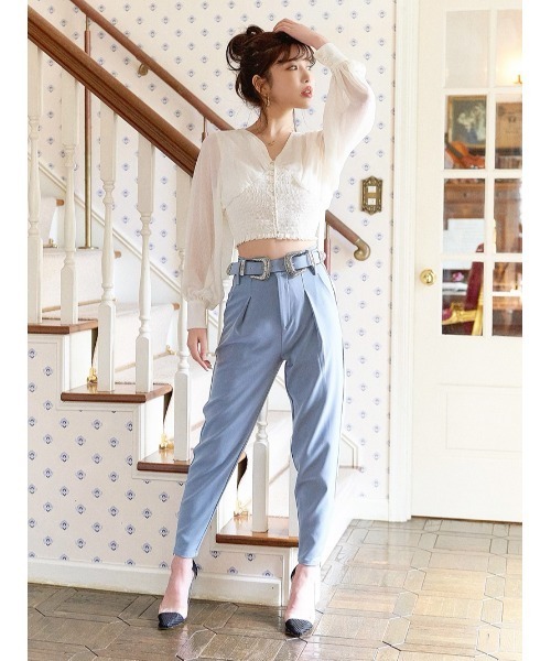 Darich(ダーリッチ)の「カラーテーパードパンツ(その他パンツ・レディース・ピンク/サックスブルー/モカ・S/M)」の1枚目の写真