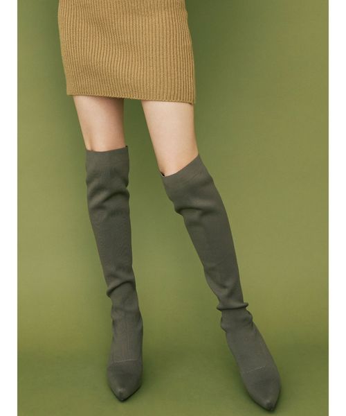 GYDA(ジェイダ)の「インストームニーハイブーツ(ブーツ・レディース・ブラック/ベージュ・SMALL/MEDIUM/LARGE)」の2枚目の写真