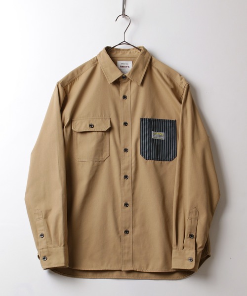 SMITH'S(スミス)の「【SMITH'S/スミス】 ツイルワークシャツ 切替ポケット /オーバーシャツ ジャケット(シャツ/ブラウス・メンズ・ネイビー/ブラック/オフホワイト/ベージュ・L/M/XL)」の7枚目の写真