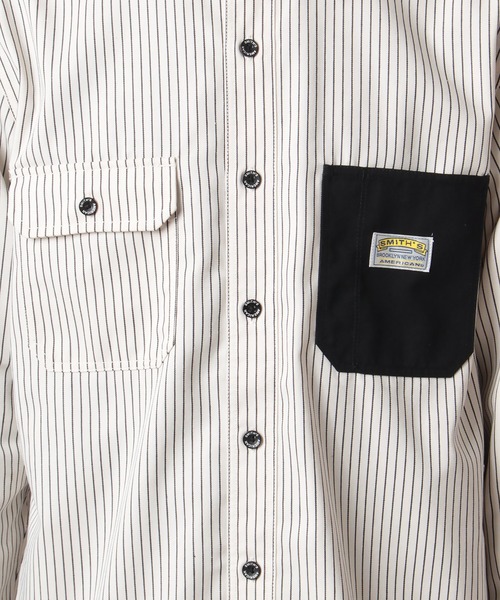 SMITH'S(スミス)の「【SMITH'S/スミス】 ツイルワークシャツ 切替ポケット /オーバーシャツ ジャケット(シャツ/ブラウス・メンズ・ネイビー/ブラック/オフホワイト/ベージュ・L/M/XL)」の17枚目の写真