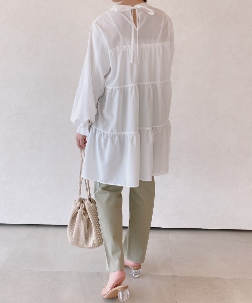 VANNIE U（ヴァニーユー）の「ティアードボリュームブラウスワンピース（ワンピース・レディース・ホワイト/ブラック/ミント・FREE）」の21枚目の写真