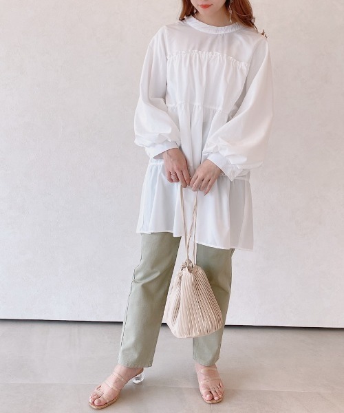 VANNIE U（ヴァニーユー）の「ティアードボリュームブラウスワンピース（ワンピース・レディース・ホワイト/ブラック/ミント・FREE）」の20枚目の写真