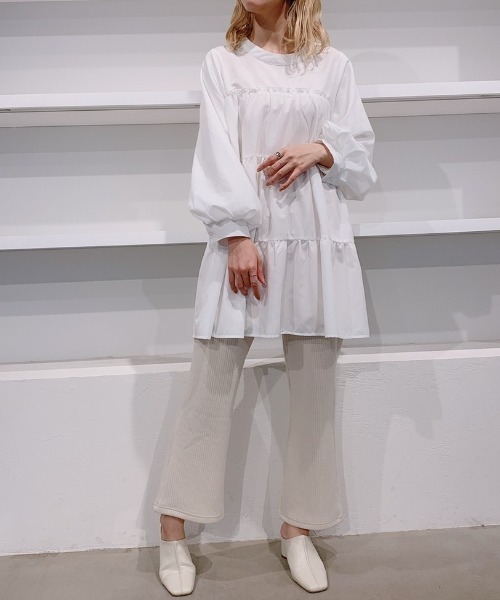 VANNIE U（ヴァニーユー）の「ティアードボリュームブラウスワンピース（ワンピース・レディース・ホワイト/ブラック/ミント・FREE）」の10枚目の写真