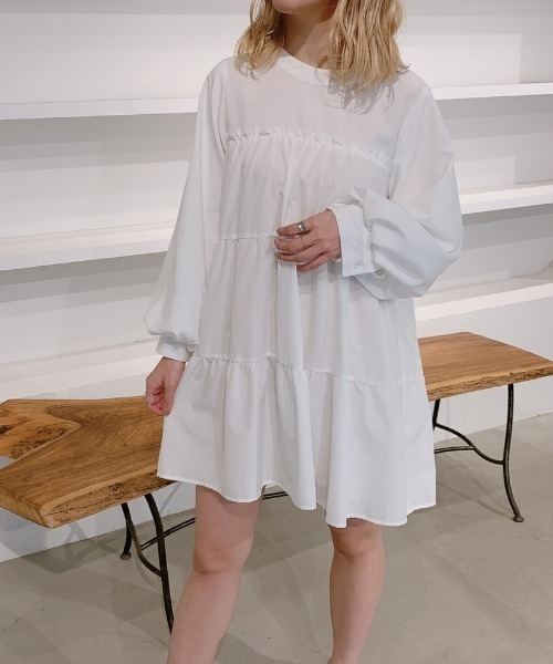 VANNIE U（ヴァニーユー）の「ティアードボリュームブラウスワンピース（ワンピース・レディース・ホワイト/ブラック/ミント・FREE）」の11枚目の写真