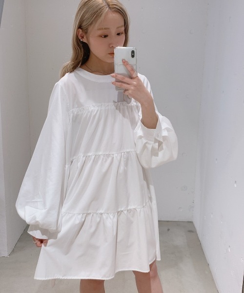 VANNIE U（ヴァニーユー）の「ティアードボリュームブラウスワンピース（ワンピース・レディース・ホワイト/ブラック/ミント・FREE）」の15枚目の写真