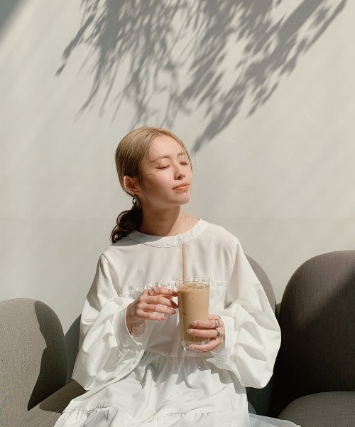 VANNIE U（ヴァニーユー）の「ティアードボリュームブラウスワンピース（ワンピース・レディース・ホワイト/ブラック/ミント・FREE）」の16枚目の写真