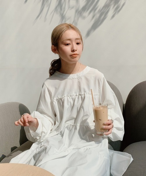 VANNIE U（ヴァニーユー）の「ティアードボリュームブラウスワンピース（ワンピース・レディース・ホワイト/ブラック/ミント・FREE）」の17枚目の写真