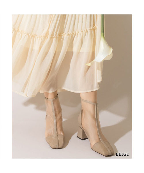 RANDA(ランダ)の「ソフト シースルーショートブーツ(ブーツ・レディース・ベージュ/ブラウン/ブラック・L/S/M/LL)」の3枚目の写真