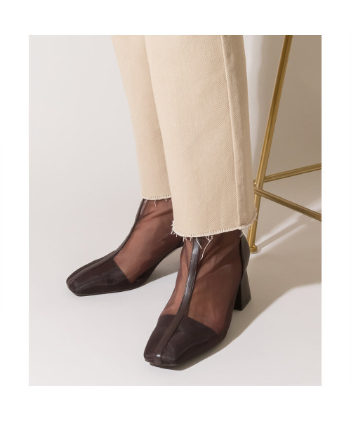 RANDA(ランダ)の「ソフト シースルーショートブーツ(ブーツ・レディース・ベージュ/ブラウン/ブラック・L/S/M/LL)」の6枚目の写真