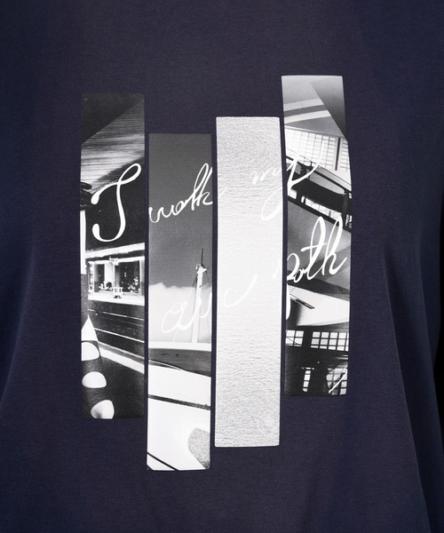 BDONNA（ビドンナ）の「スタンドカラー　プリントTシャツ（Tシャツ/カットソー・レディース・ライトグレー/ネイビー/ホワイト・MEDIUM）」の10枚目の写真