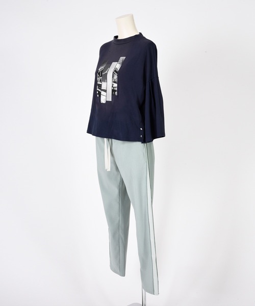 BDONNA（ビドンナ）の「スタンドカラー　プリントTシャツ（Tシャツ/カットソー・レディース・ライトグレー/ネイビー/ホワイト・MEDIUM）」の12枚目の写真