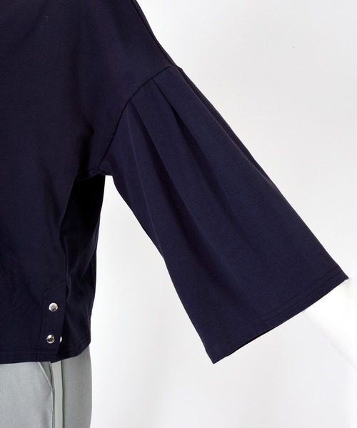 BDONNA（ビドンナ）の「スタンドカラー　プリントTシャツ（Tシャツ/カットソー・レディース・ライトグレー/ネイビー/ホワイト・MEDIUM）」の13枚目の写真