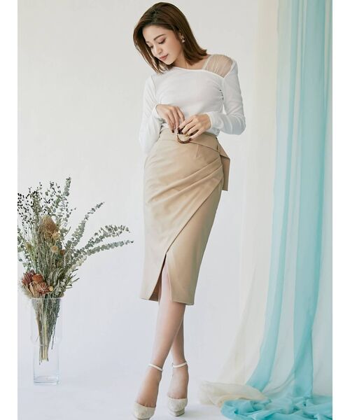 RESEXXY（リゼクシー）の「タックペンシルスカート（スカート・レディース・ブラック/ベージュ/ピンク・FREE）」の7枚目の写真