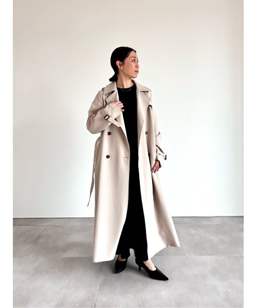 UR'S（ユアーズ）の「ダブルトレンチコート（トレンチコート・レディース・ベージュ/ネイビー/キャメル/グレー・S/M/L）」の8枚目の写真