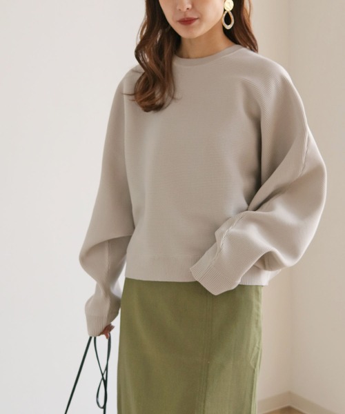 HER CLOSET(ハークローゼット)の「【shemoshelly】ドルマンスリーブダンボールニット(ニット/セーター・レディース・ライトグレー/ブラック/サックスブルー/ライトパープル/グレイッシュベージュ・M)」の4枚目の写真